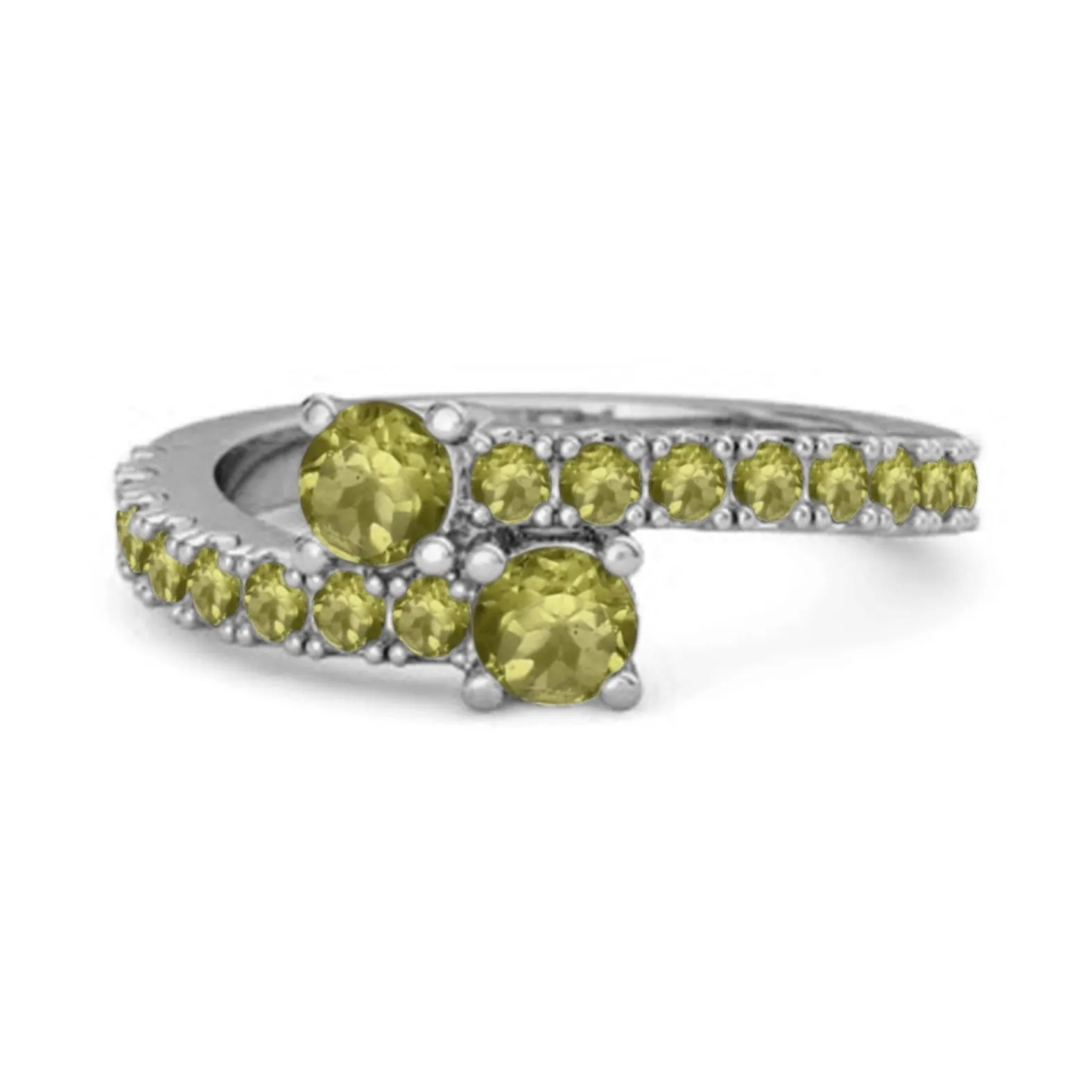 Classic Peridot 925 Sterling Silver Split Shank Bridal Ring