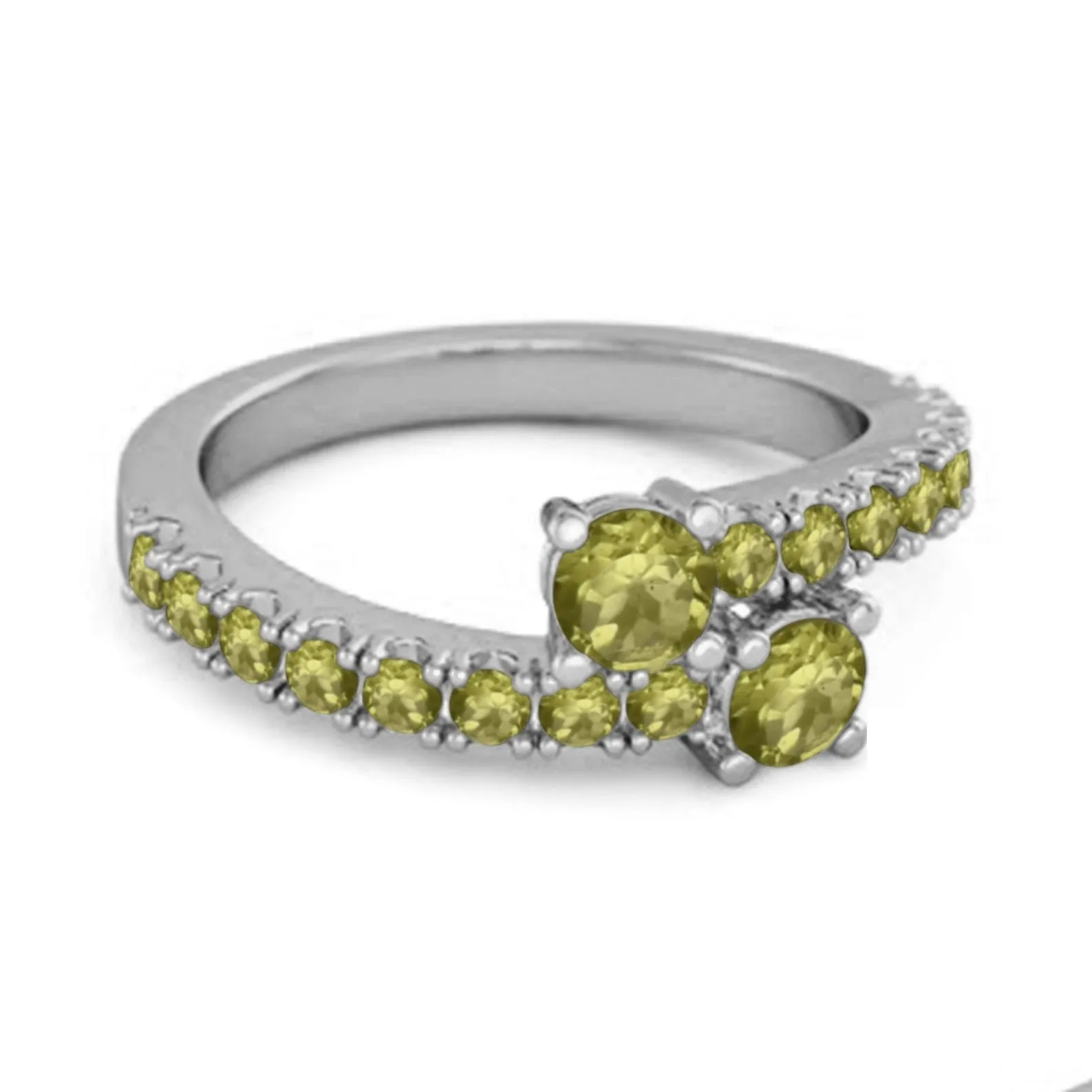 Classic Peridot 925 Sterling Silver Split Shank Bridal Ring