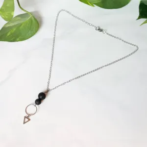 Collier délicat pour femmes, diffuseur d'huiles essentielles, avec pierres de lave et acier inoxydable