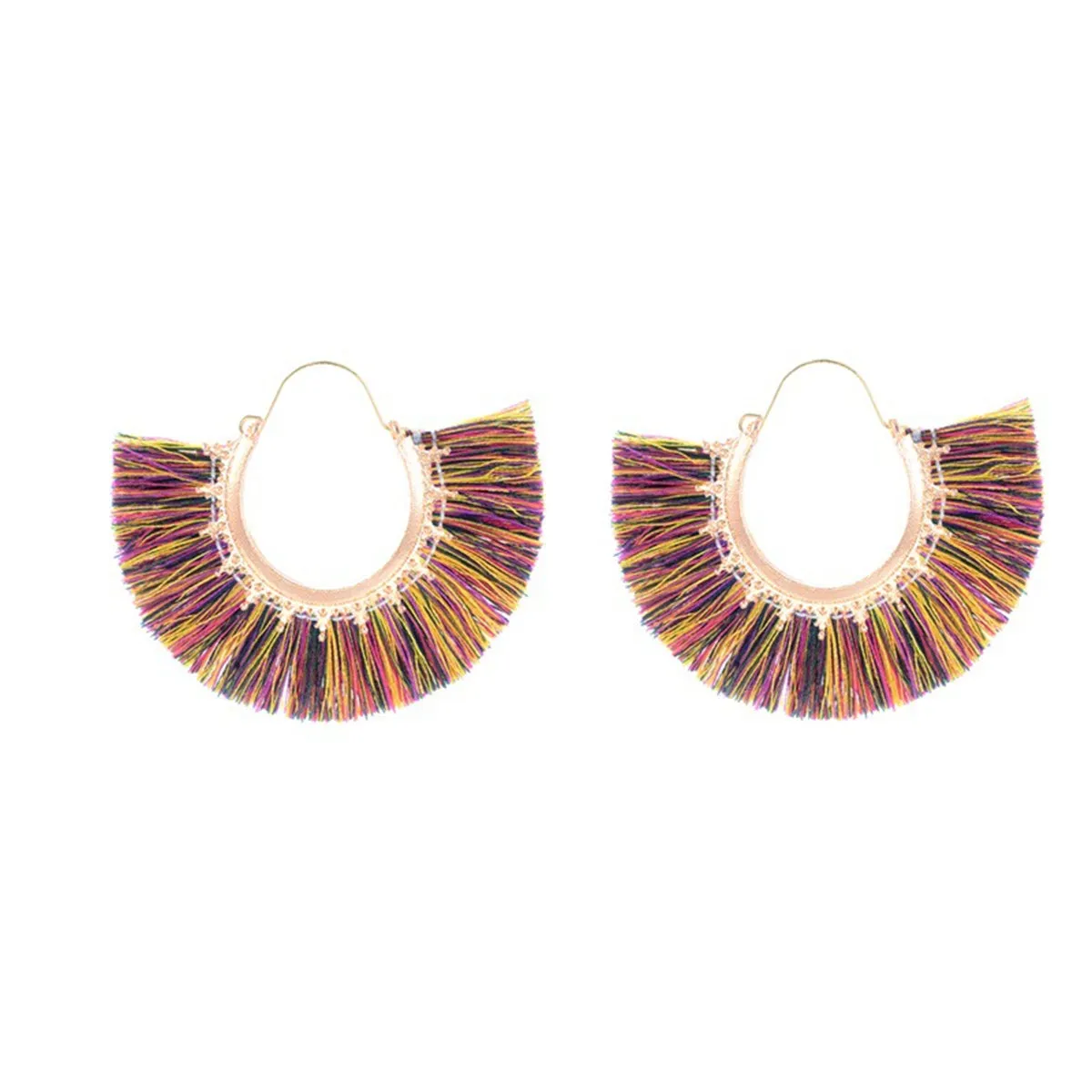 Colored Polyester & 18K Gold-Plated Fan Huggie Earrings