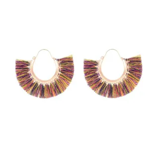 Colored Polyester & 18K Gold-Plated Fan Huggie Earrings