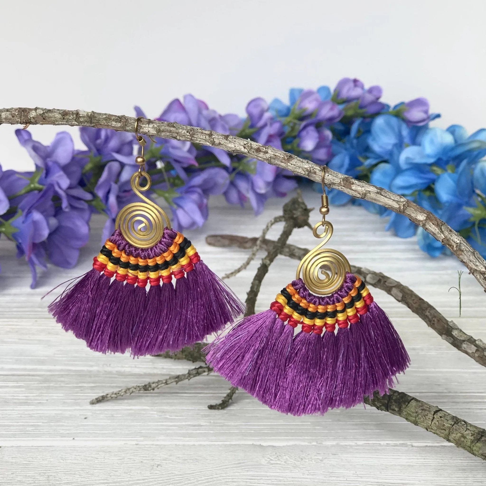Colorful Tassel Earrings - Tribal Style