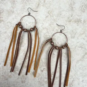 Copper Hoop Earrings with Navajo Pearl Tassels