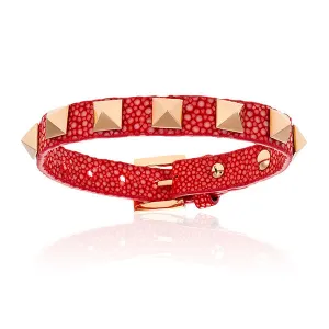 Coral stingray bracelet with rose gold studs for women