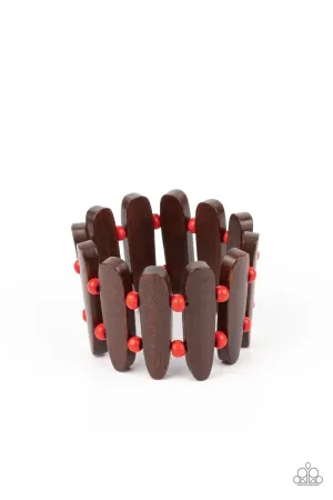 Coronado Cabana - Red (Brown Wood) Bracelet
