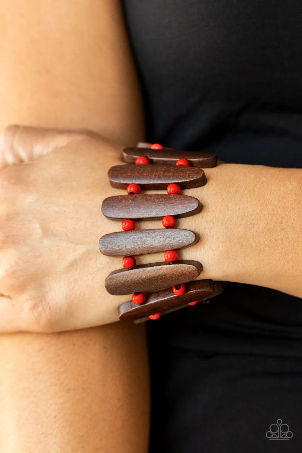 Coronado Cabana - Red (Brown Wood) Bracelet