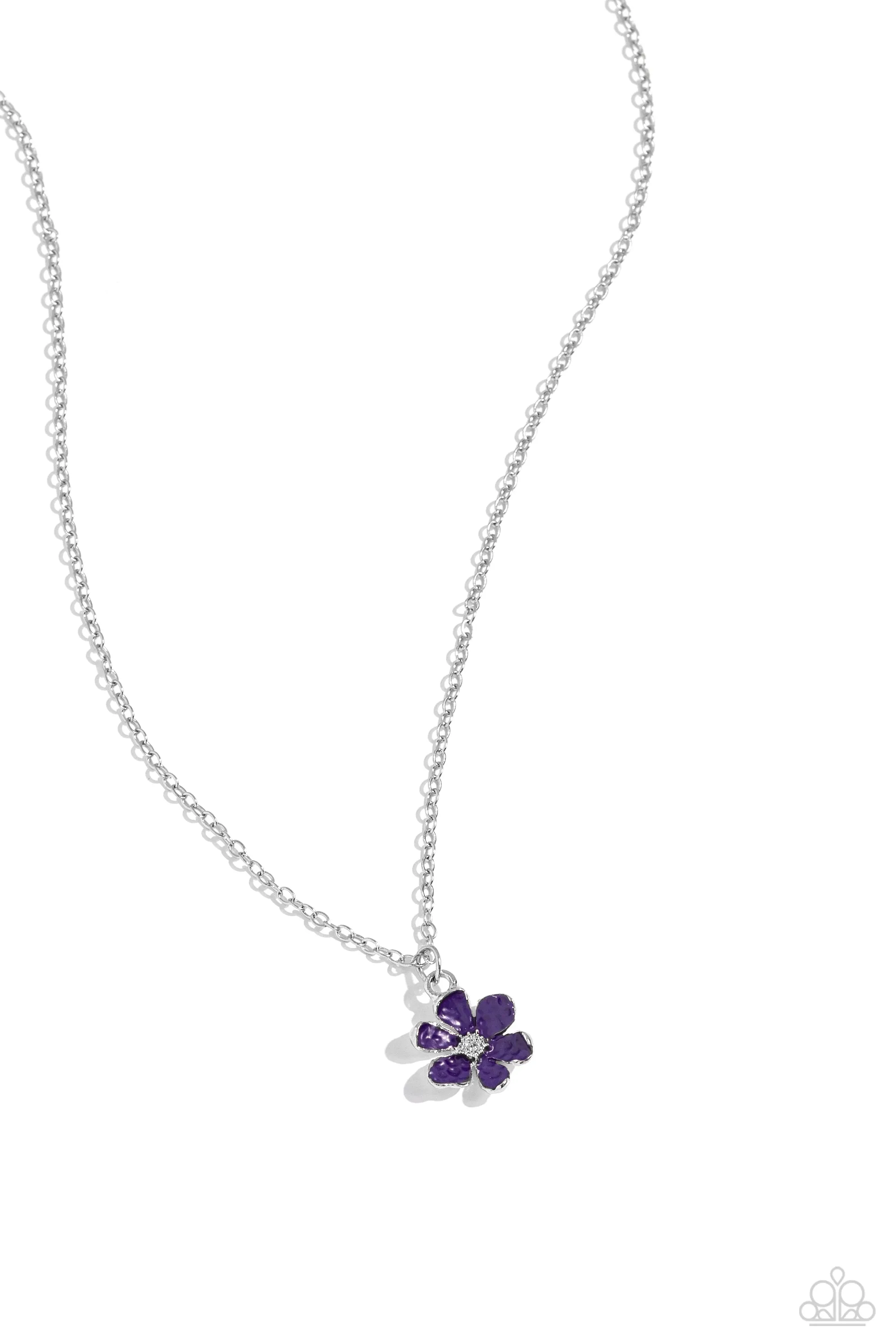 Cottage Retreat - Purple - Dainty Flower Pendant Paparazzi Short Necklace