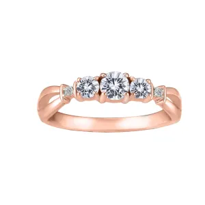 Created White Sapphire and Diamond Ring in 10K Rose Gold