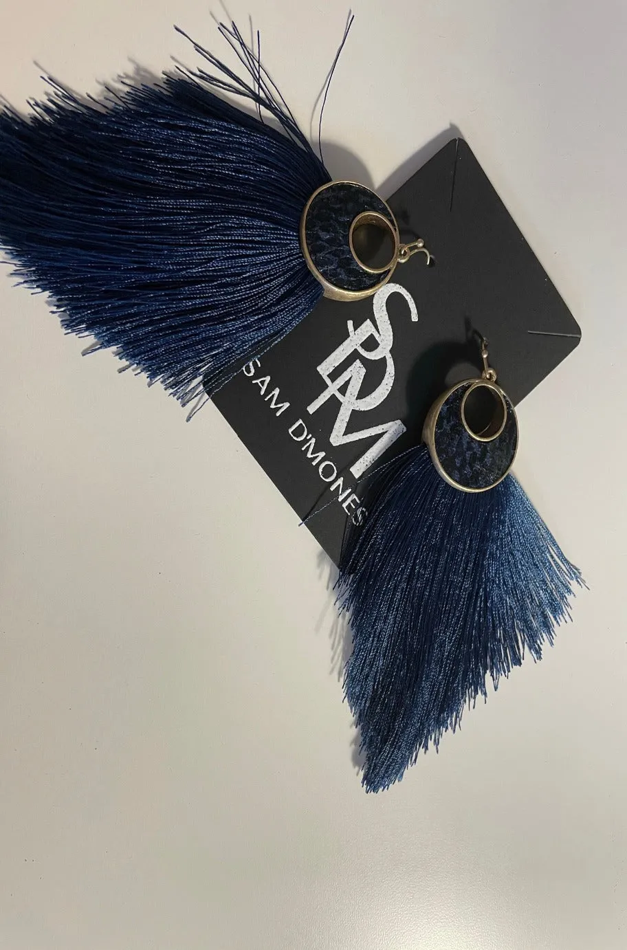 Crescent Shape Tassel Drop Earrings