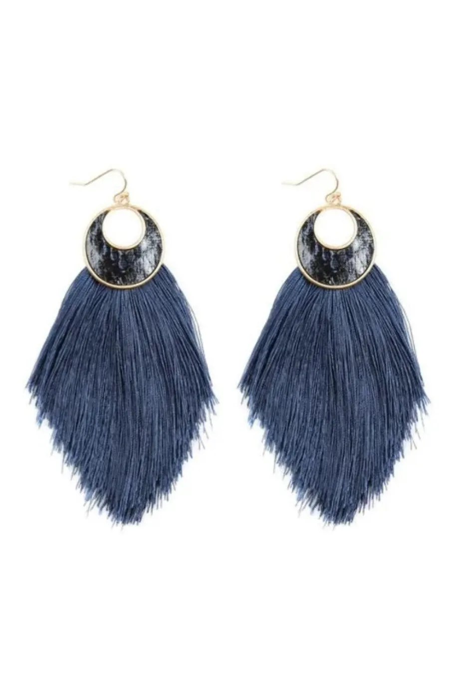 Crescent Shape Tassel Drop Earrings