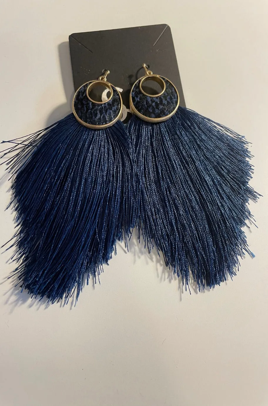 Crescent Shape Tassel Drop Earrings