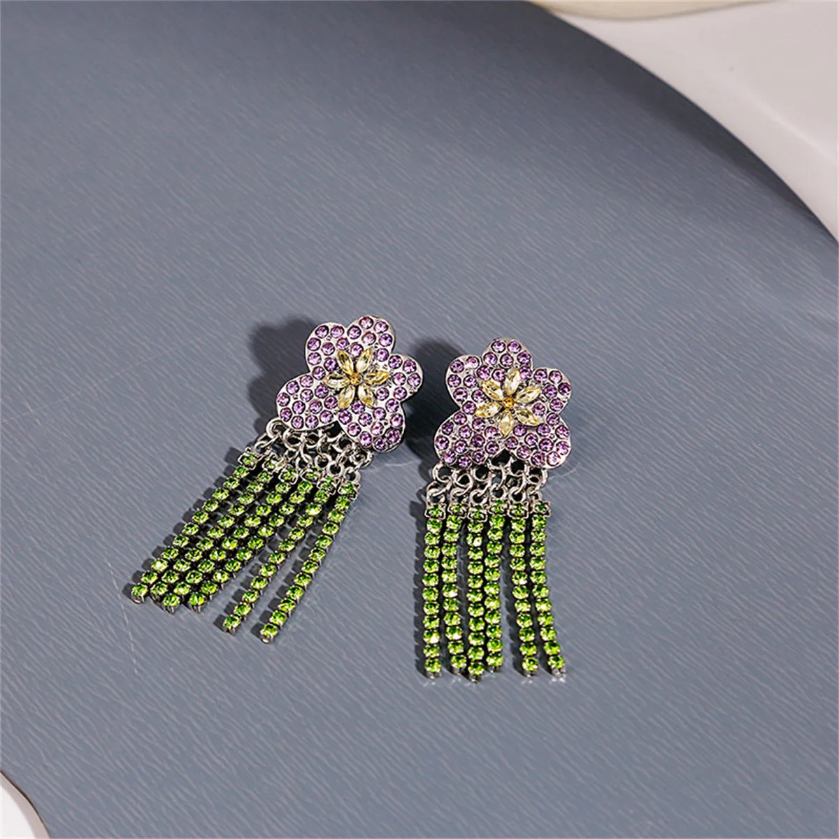 Crystal & Cubic Zirconia Silver-Plated Flower Tassel Drop Earrings