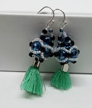 Crystal Tassel Caps Earrings