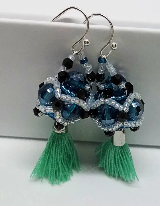 Crystal Tassel Caps Earrings