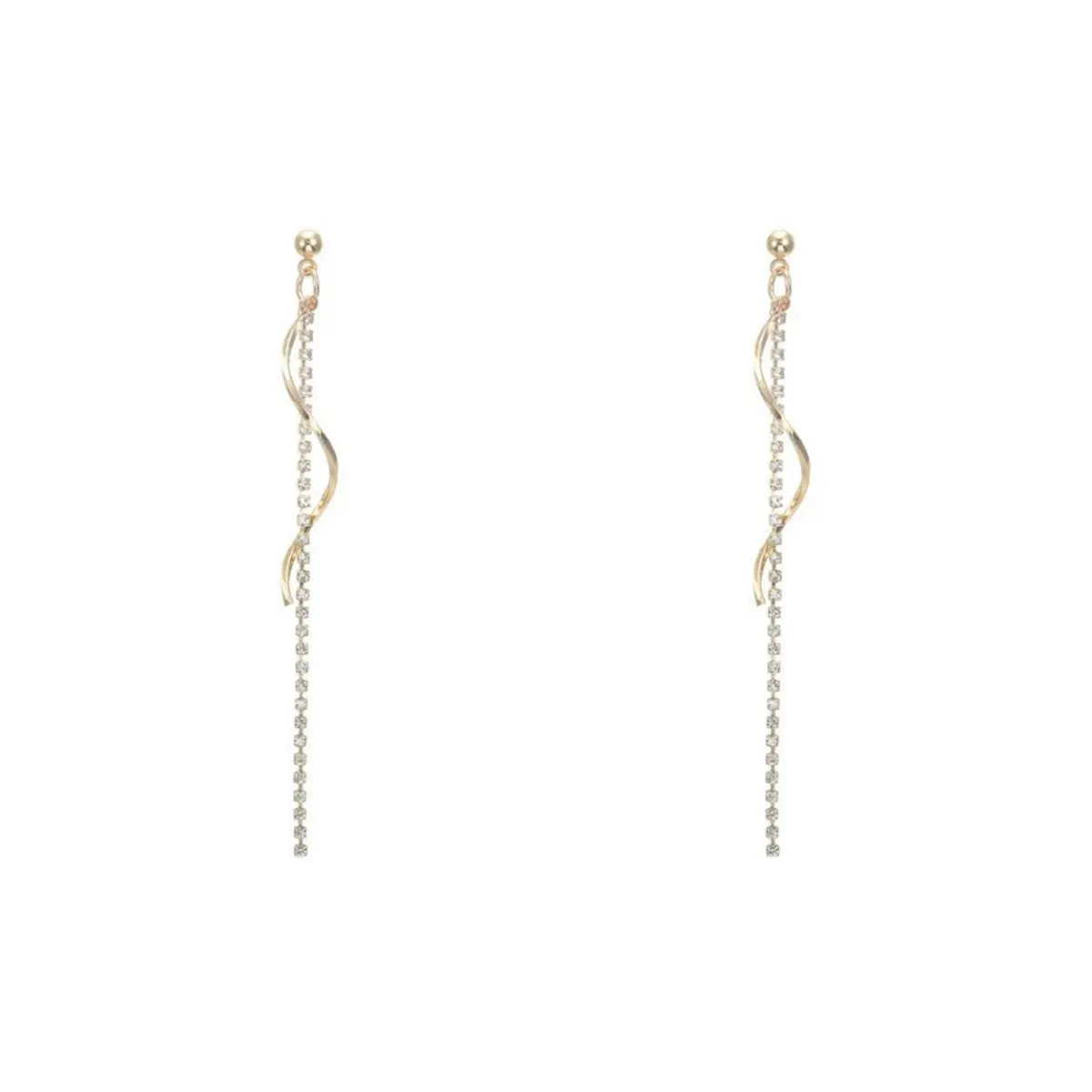 Cubic Zirconia & 18K Gold-Plated Twisted Tassel Drop Earrings