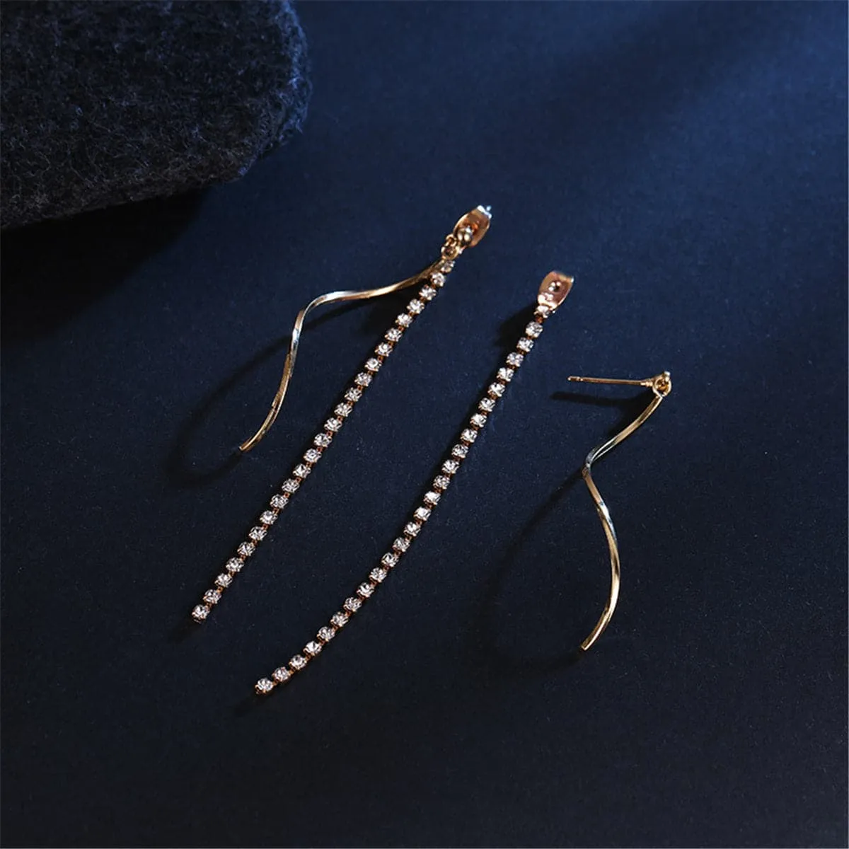 Cubic Zirconia & 18K Gold-Plated Twisted Tassel Drop Earrings