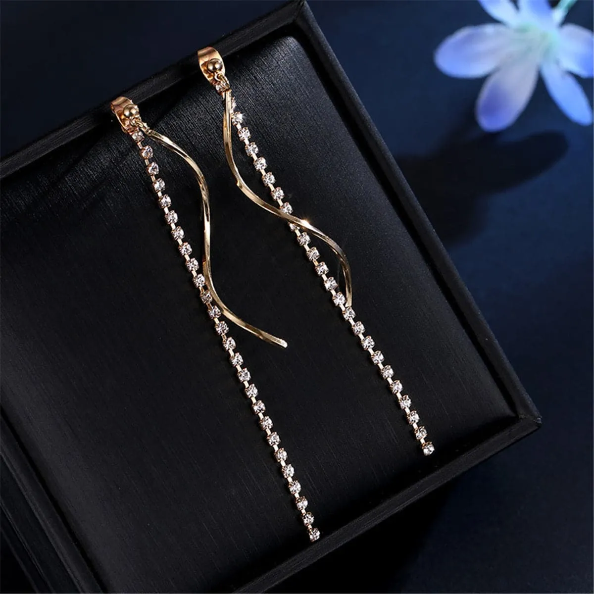 Cubic Zirconia & 18K Gold-Plated Twisted Tassel Drop Earrings