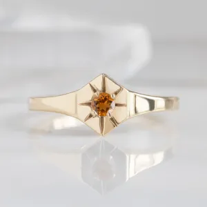 Custom Citrine Birthstone Signet Ring | 10K Yellow Gold
