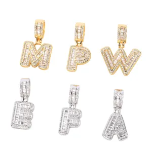Custom Name Baguette Initials Necklaces & Pendant With Chain