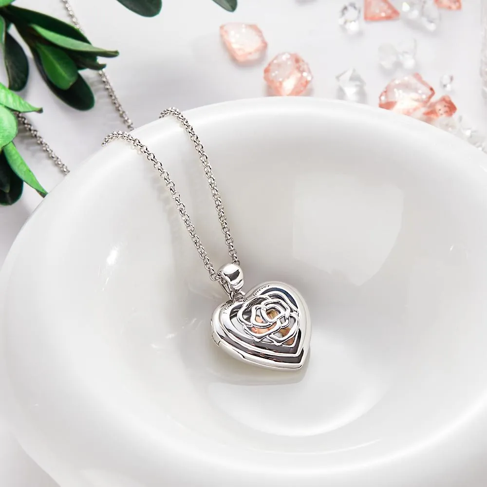 Custom Photo Necklace Heart Locket Rose Necklace Gift for Women