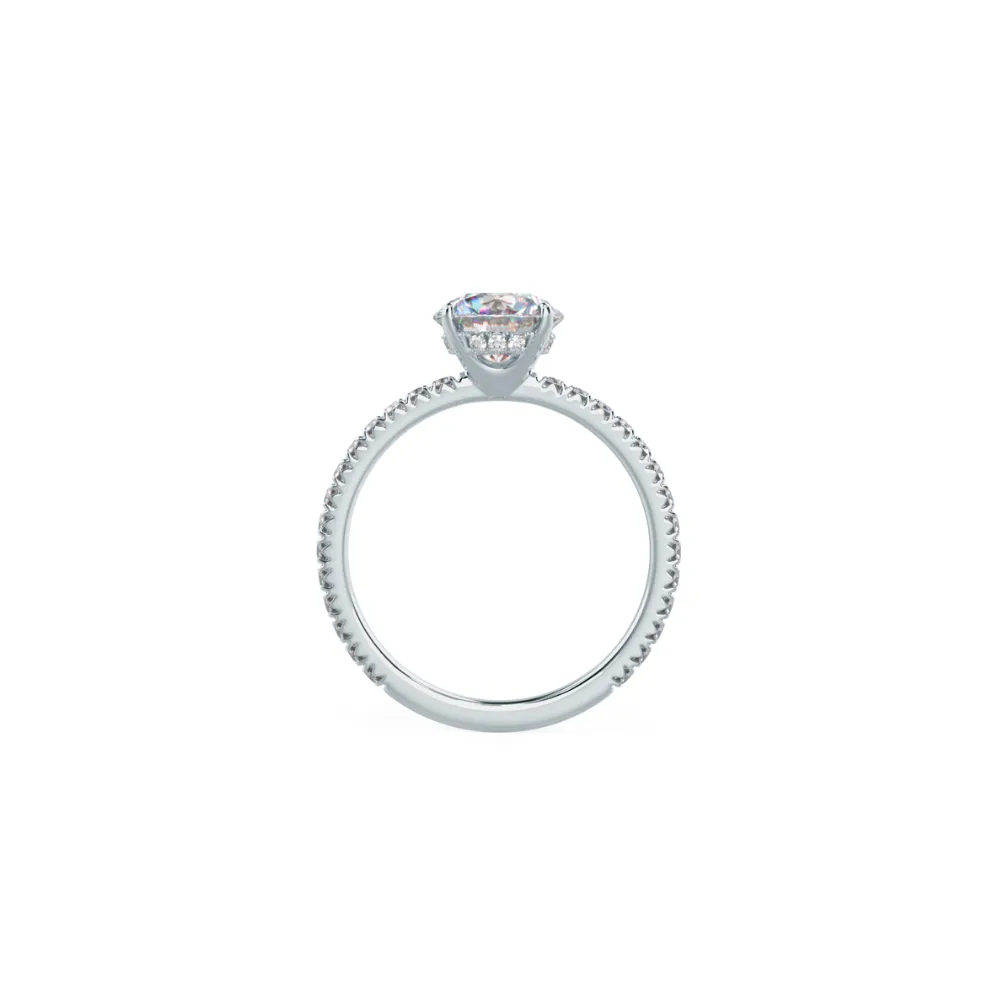 Custom Round Brilliant 4-Prong Simple Solitaire & Pavé Diamond Ring with Hidden Halo