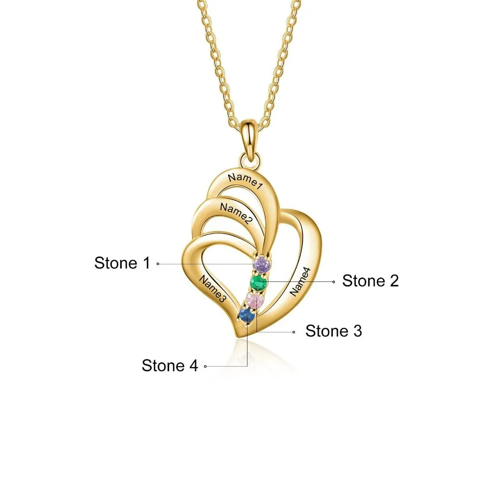 Customized Engraved 4 Names Pendants for Women