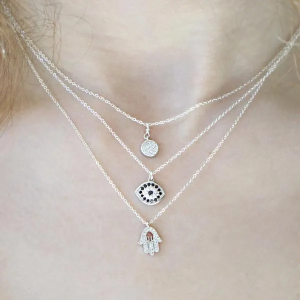 CZ Black Evil Eye Necklace