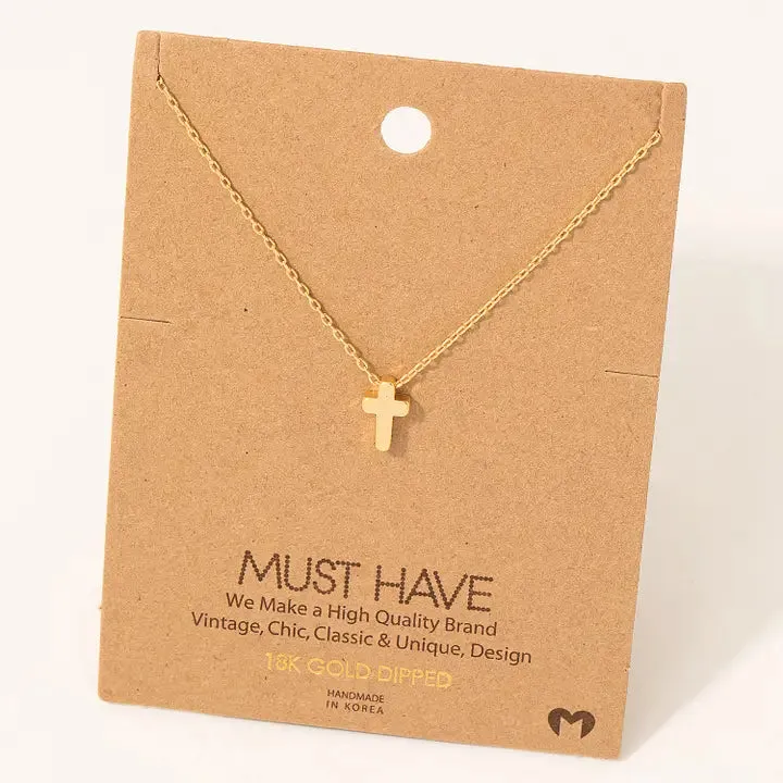 Dainty Gold Mini Cross Pendant Necklace