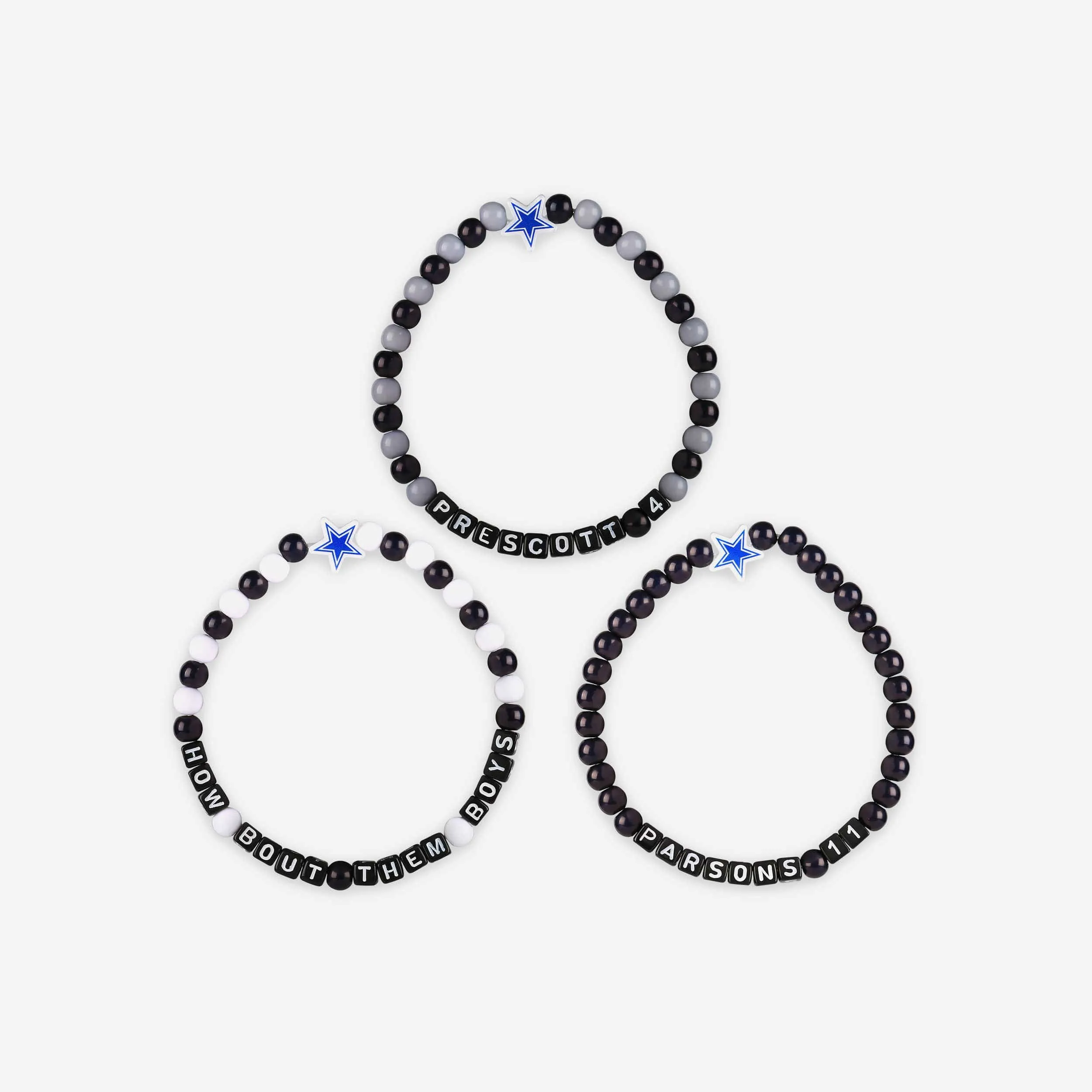 Dak Prescott & Micah Parsons Dallas Cowboys 3 Pack Player Beaded Friendship Bracelet
