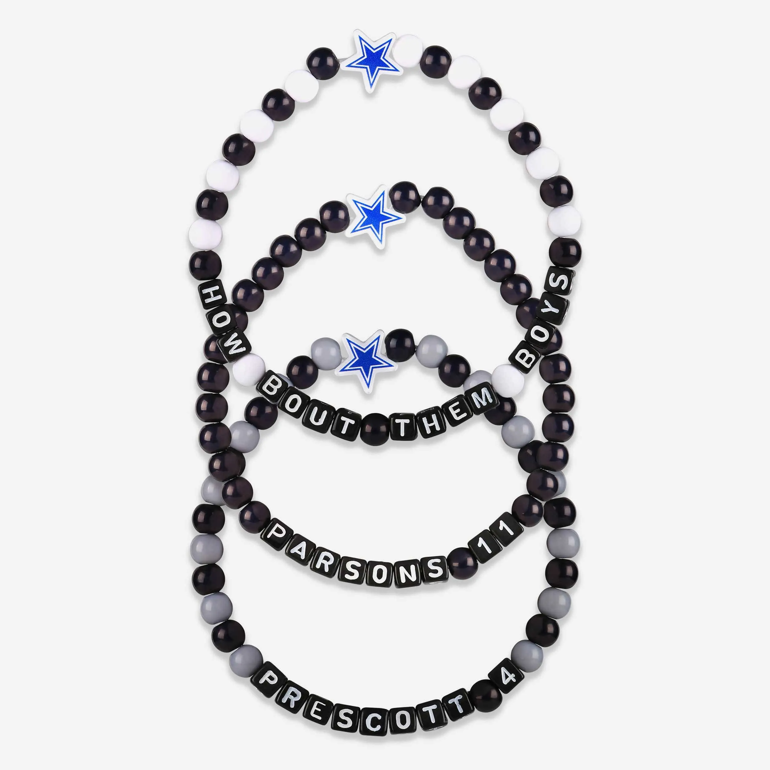 Dak Prescott & Micah Parsons Dallas Cowboys 3 Pack Player Beaded Friendship Bracelet