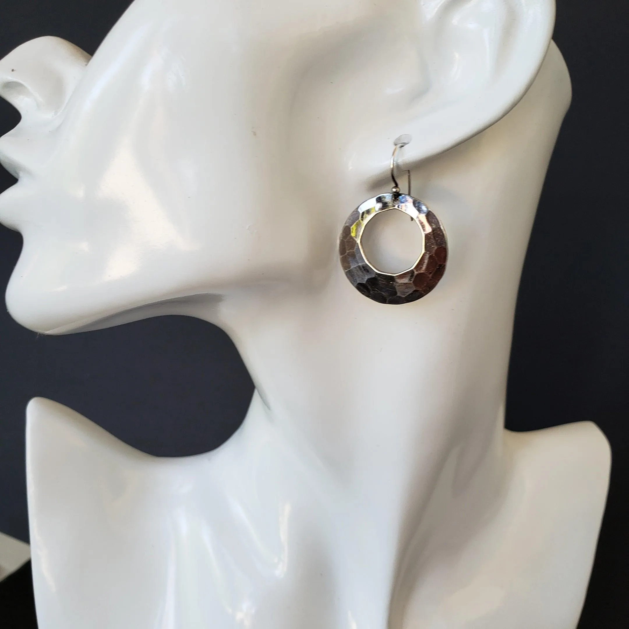 Dangle hammered hoop earrings