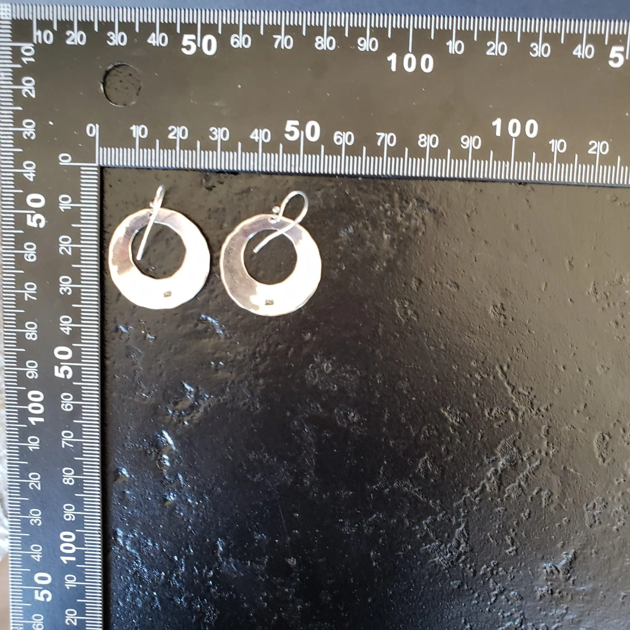Dangle hammered hoop earrings