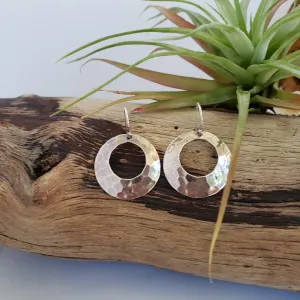Dangle hammered hoop earrings
