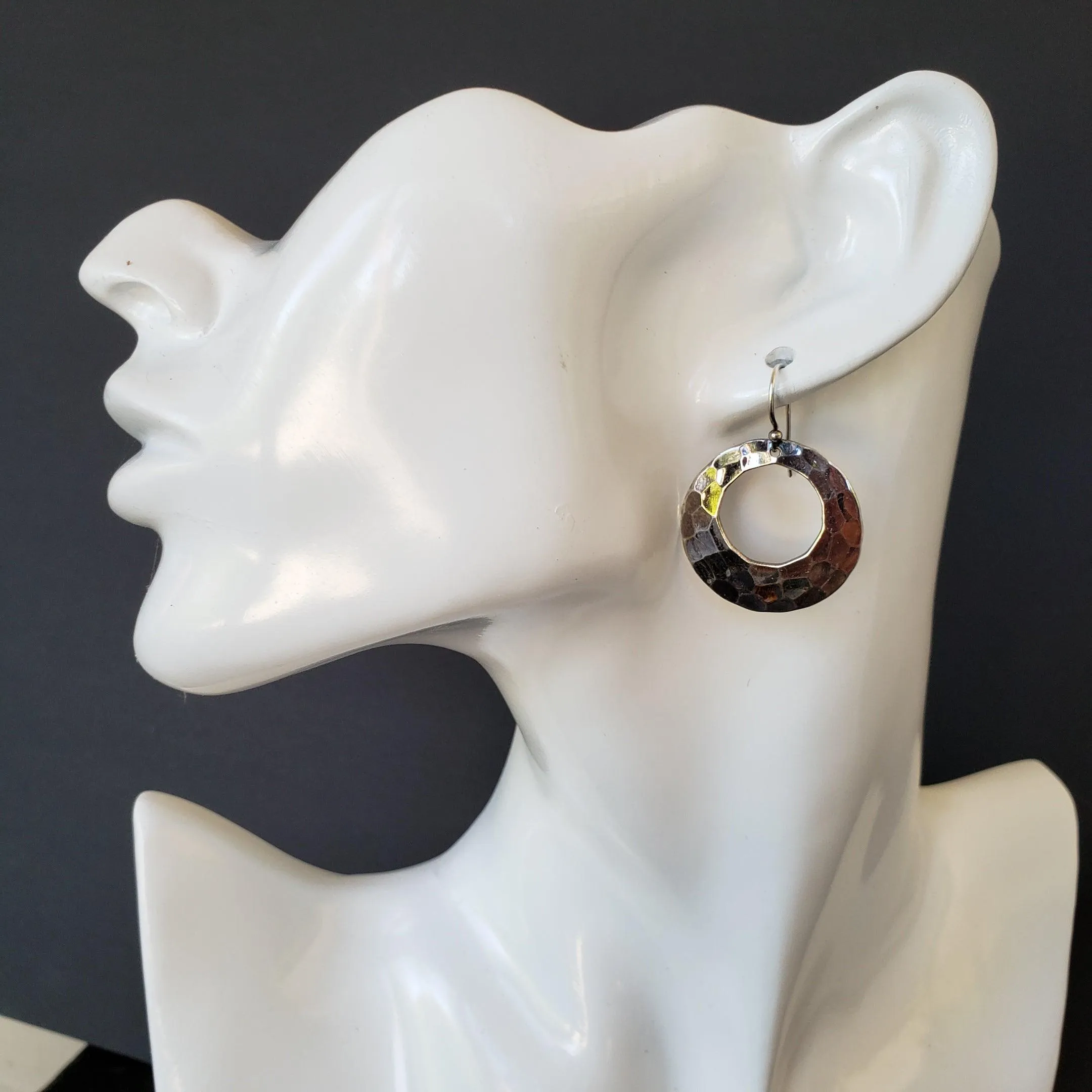 Dangle hammered hoop earrings