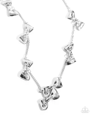 Dapper Definition - Silver - Bow Paparazzi Short Necklace