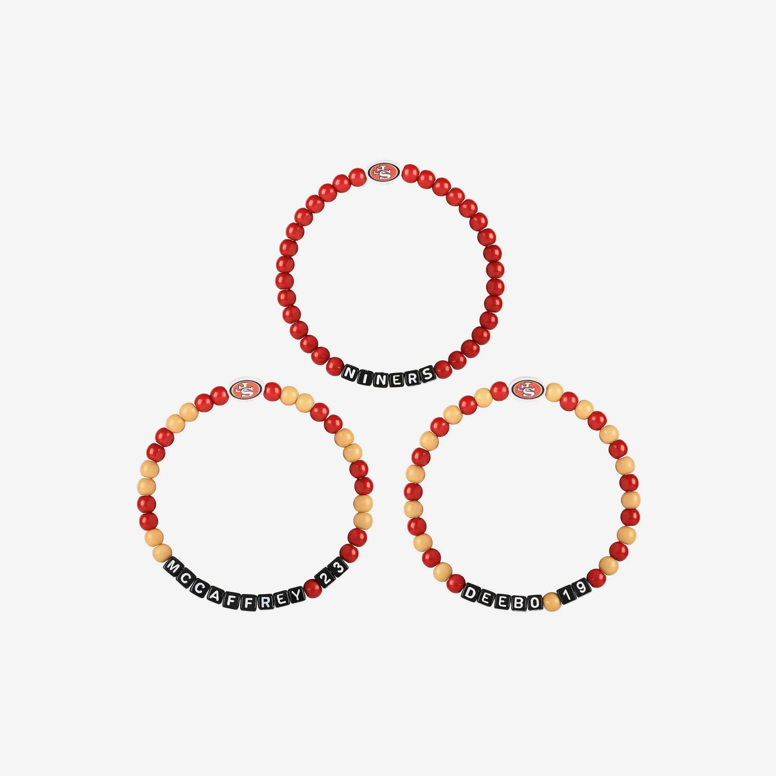 Deebo Samuel & Christian McCaffrey San Francisco 49ers 3 Pack Player Beaded Friendship Bracelet