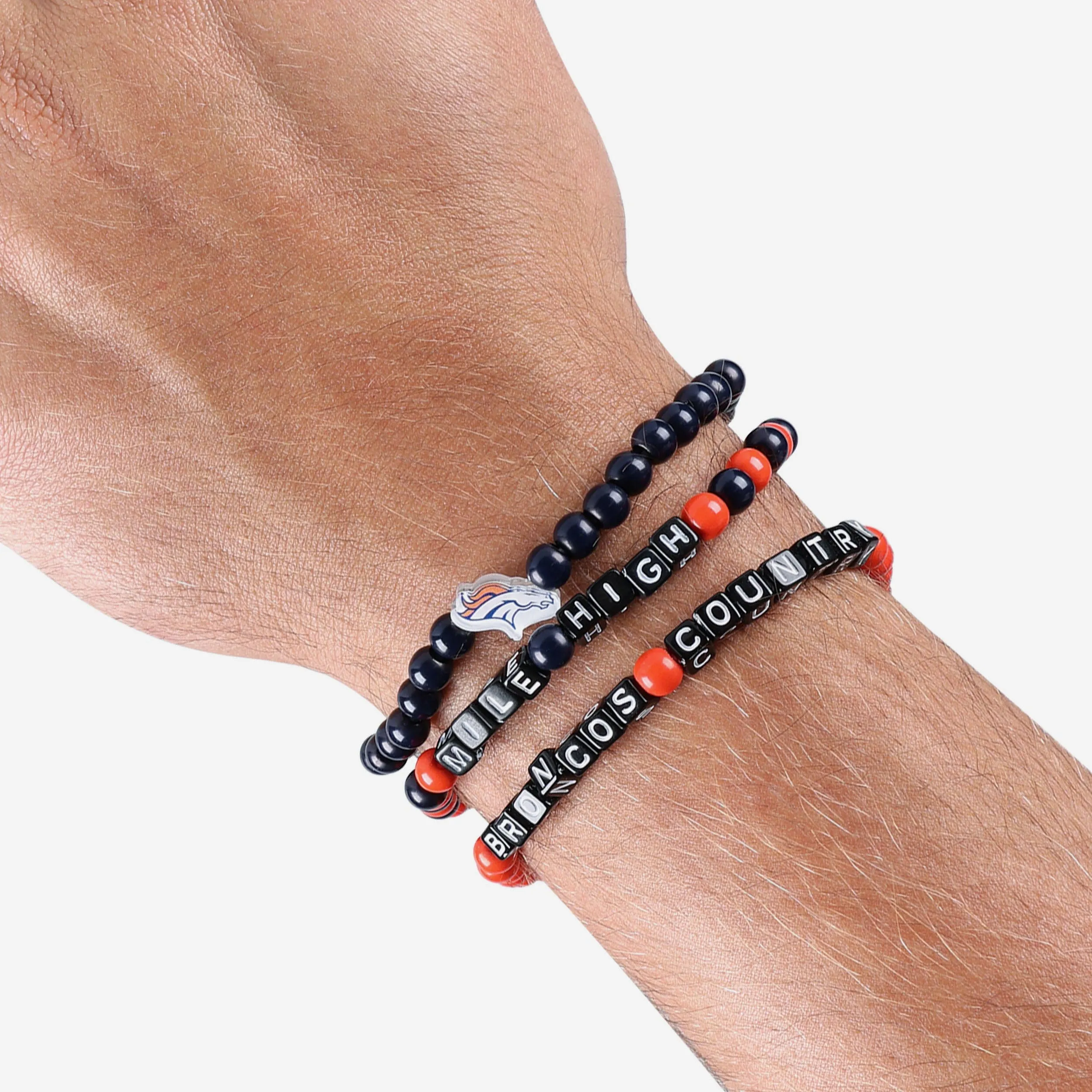 Denver Broncos 3 Pack Beaded Friendship Bracelet
