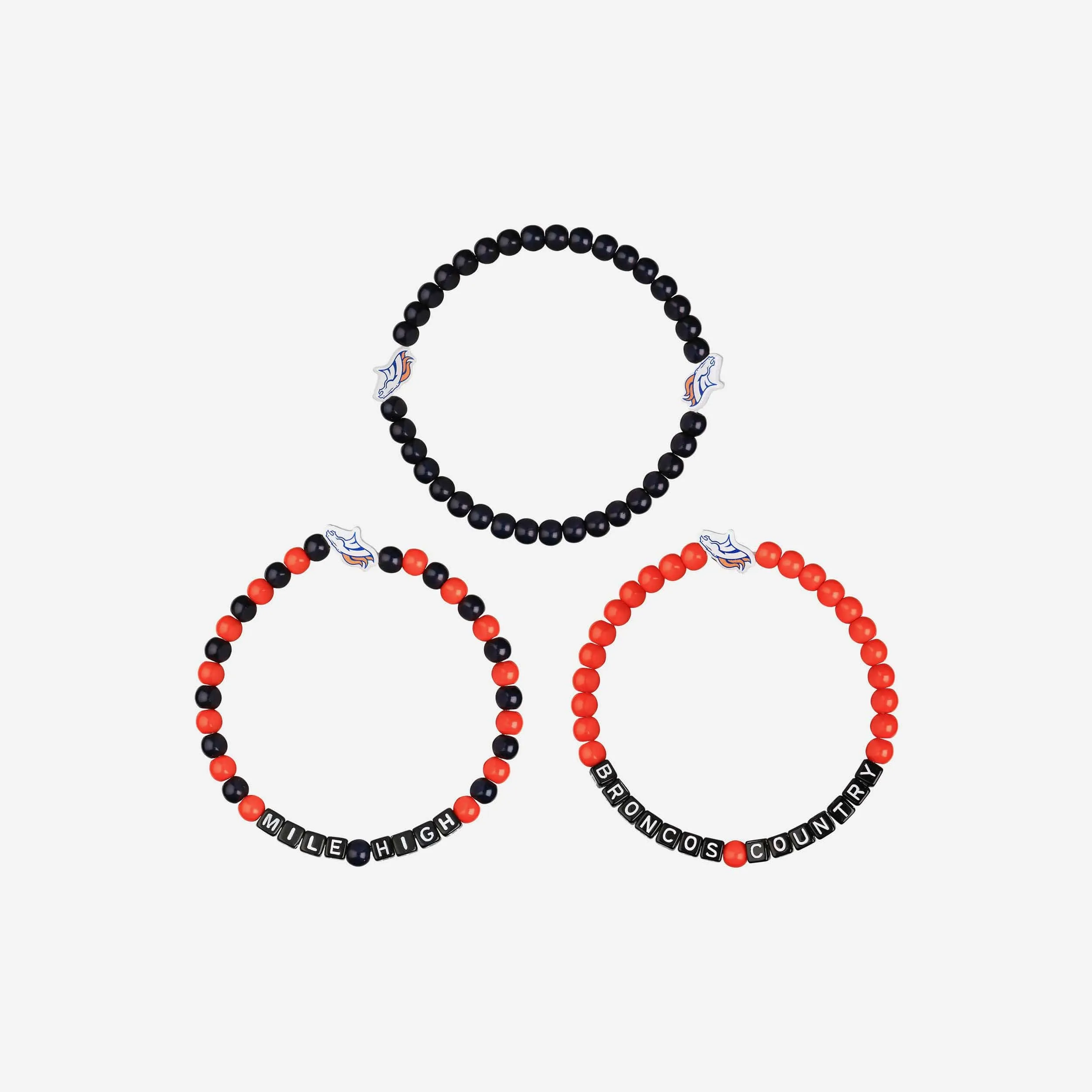 Denver Broncos 3 Pack Beaded Friendship Bracelet
