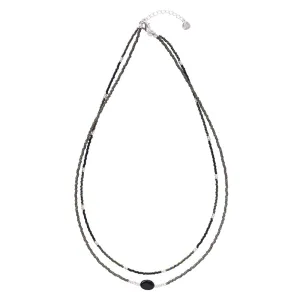 Devotion Black Onyx Silver Colored Necklace