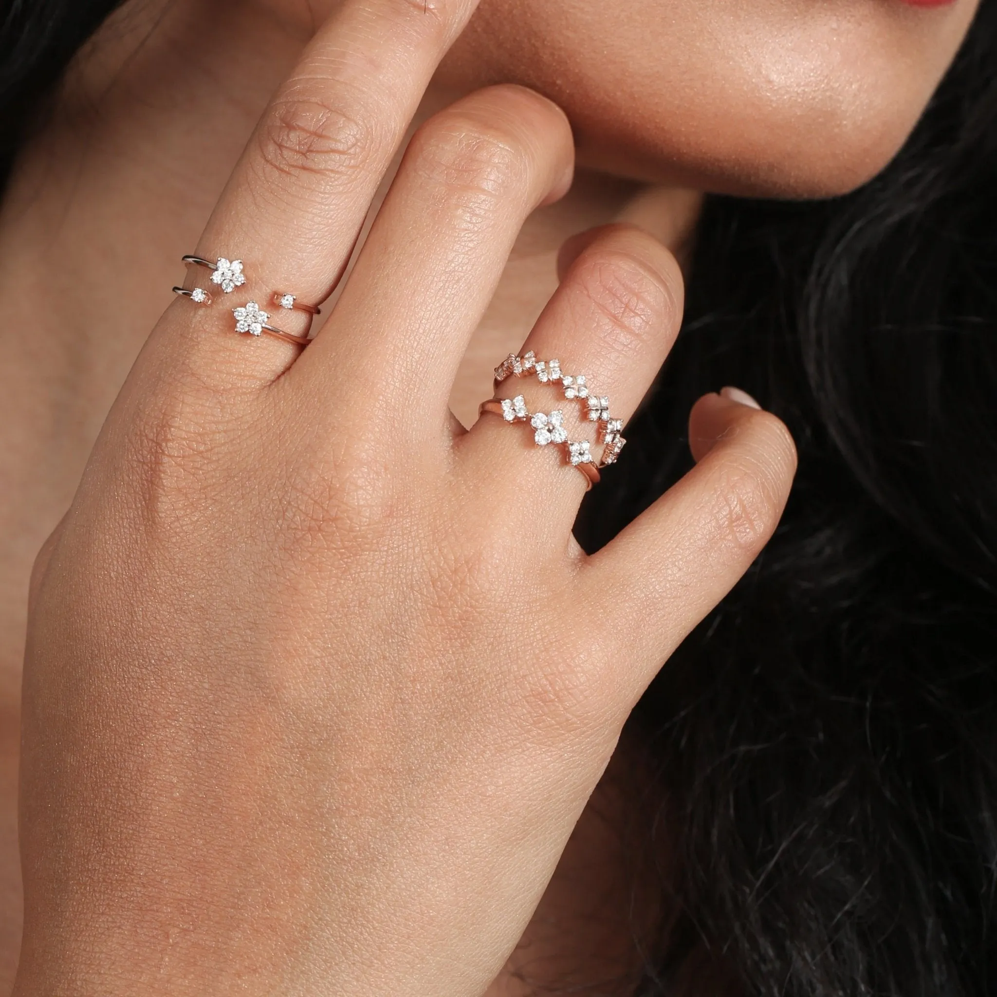 Diamond Clover Criss Cross Eternity Ring