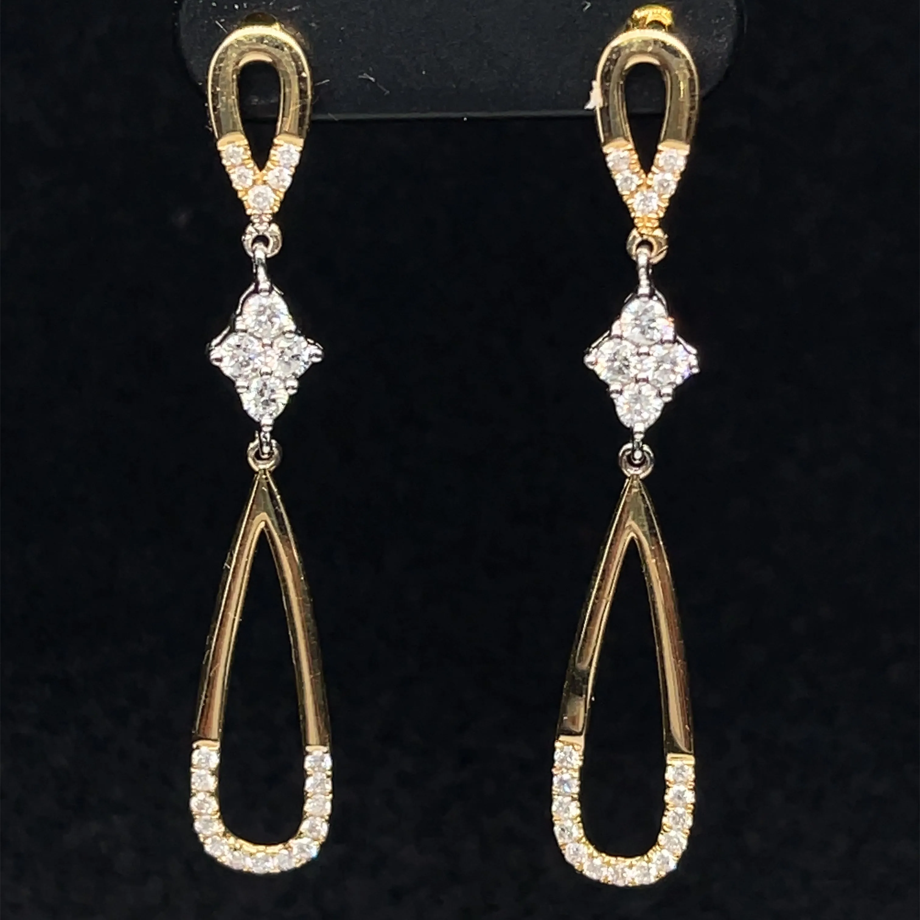 Diamond XOXO Hugs & Kisses Dangle Earrings in 18k Yellow Gold - (#15-HEDIA002101)