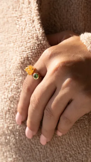 Dragoness Fire Opal & Mint Garnet Ring