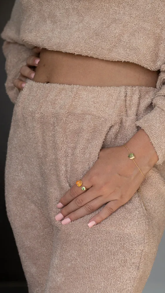 Dragoness Fire Opal & Mint Garnet Ring