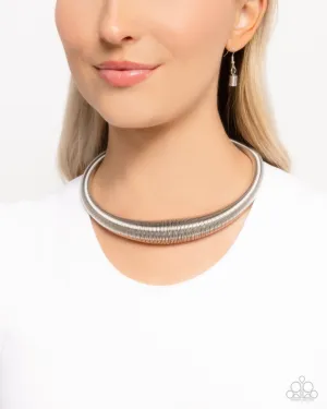 Dramatic Dynasty - Silver - Herringbone Paparazzi Short Necklace