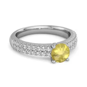 Dual Band 0.10 Ctw Lemon Quartz 925 Sterling Silver Stacking Ring