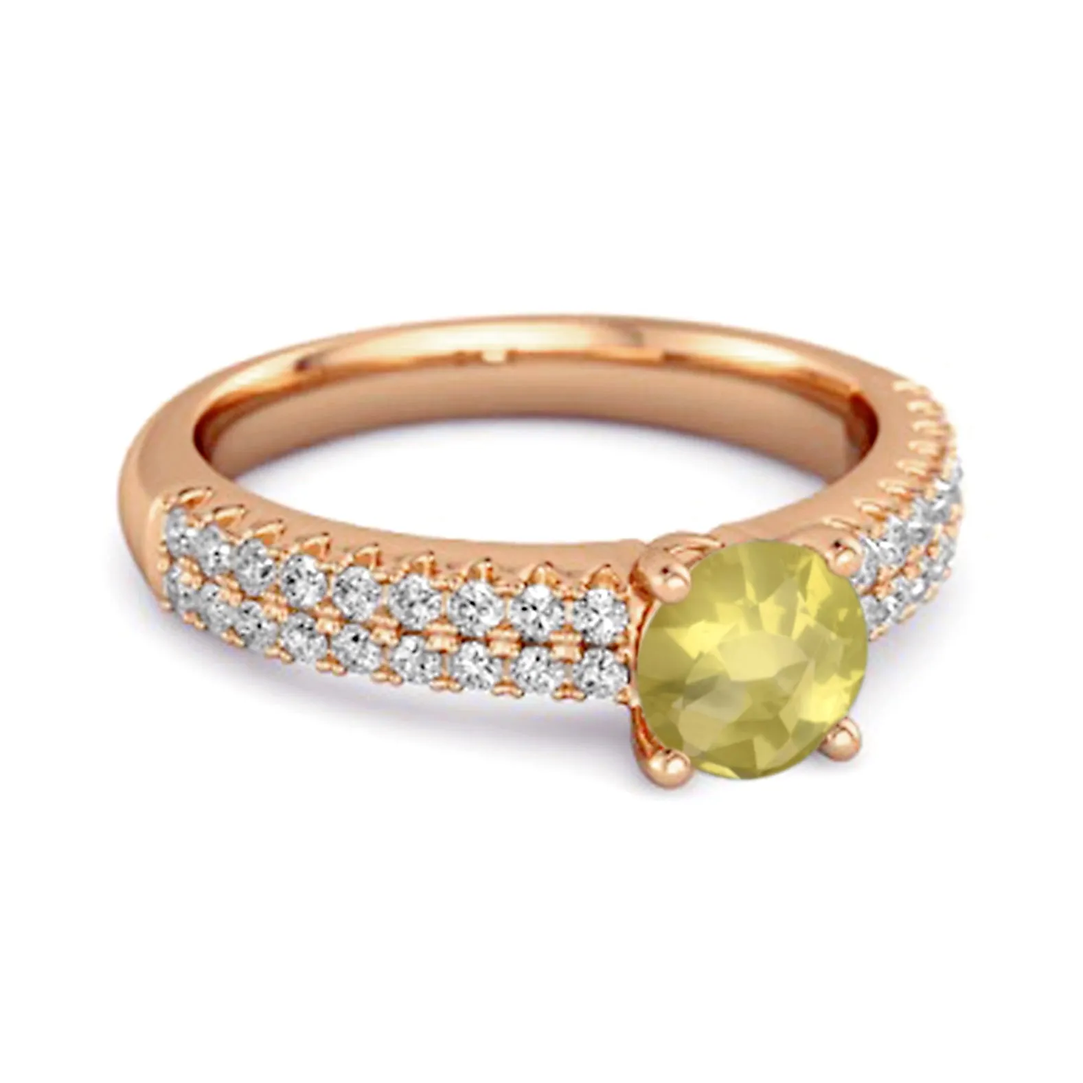 Dual Band 0.10 Ctw Lemon Quartz 925 Sterling Silver Stacking Ring