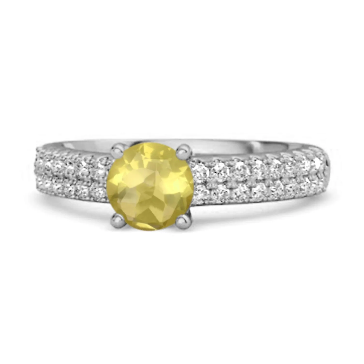 Dual Band 0.10 Ctw Lemon Quartz 925 Sterling Silver Stacking Ring