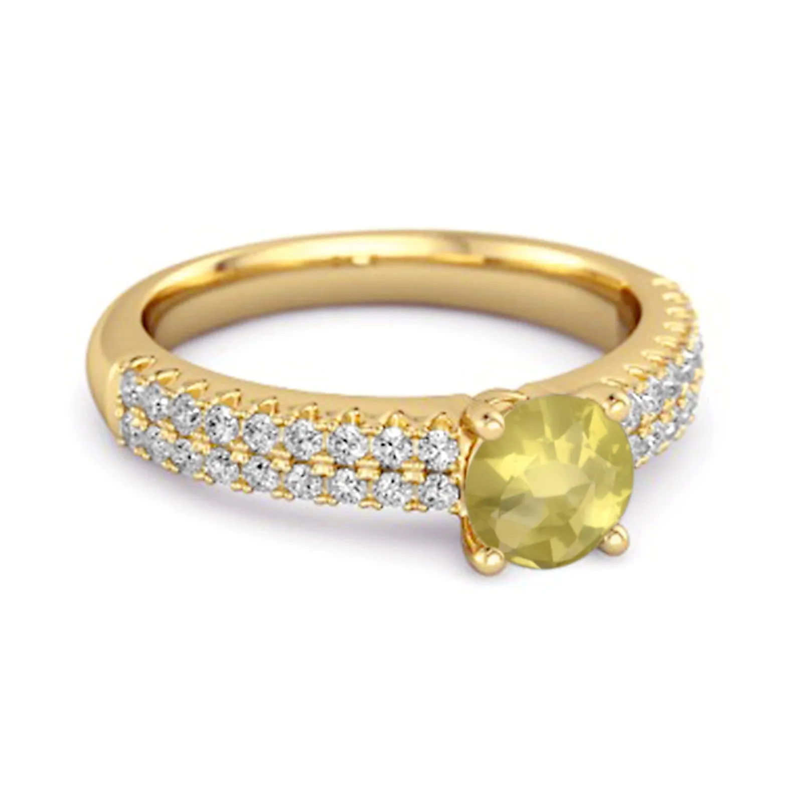 Dual Band 0.10 Ctw Lemon Quartz 925 Sterling Silver Stacking Ring