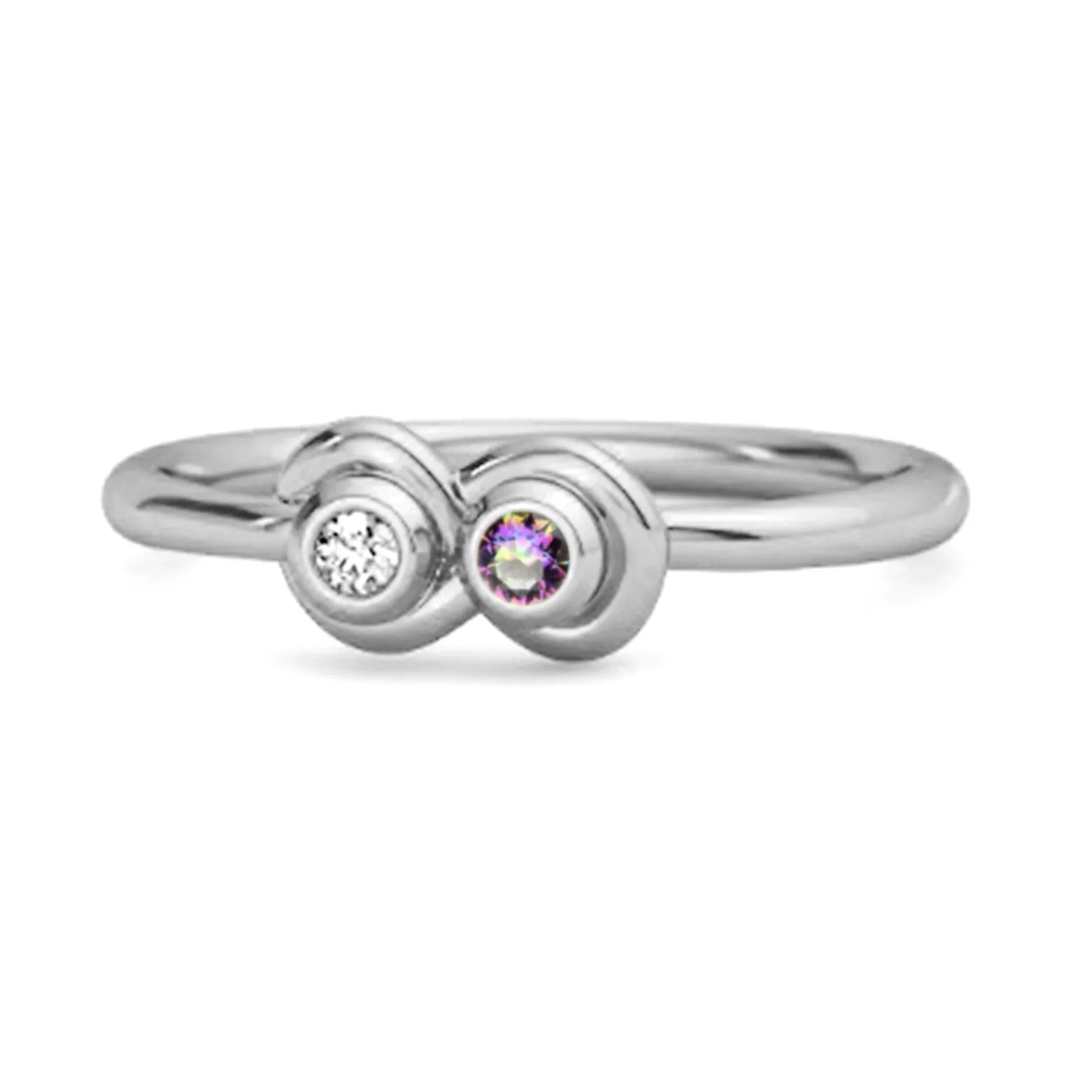 Dual Stone 0.10 Cts Mystic Topaz 925 Sterling Silver Infinity Lovers Ring