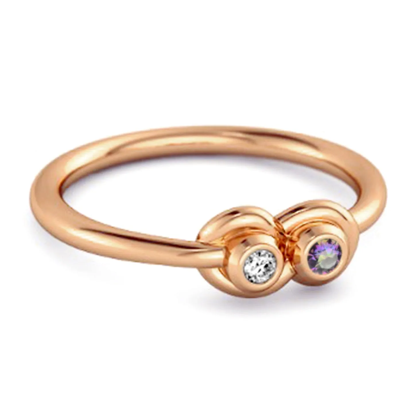 Dual Stone 0.10 Cts Mystic Topaz 925 Sterling Silver Infinity Lovers Ring